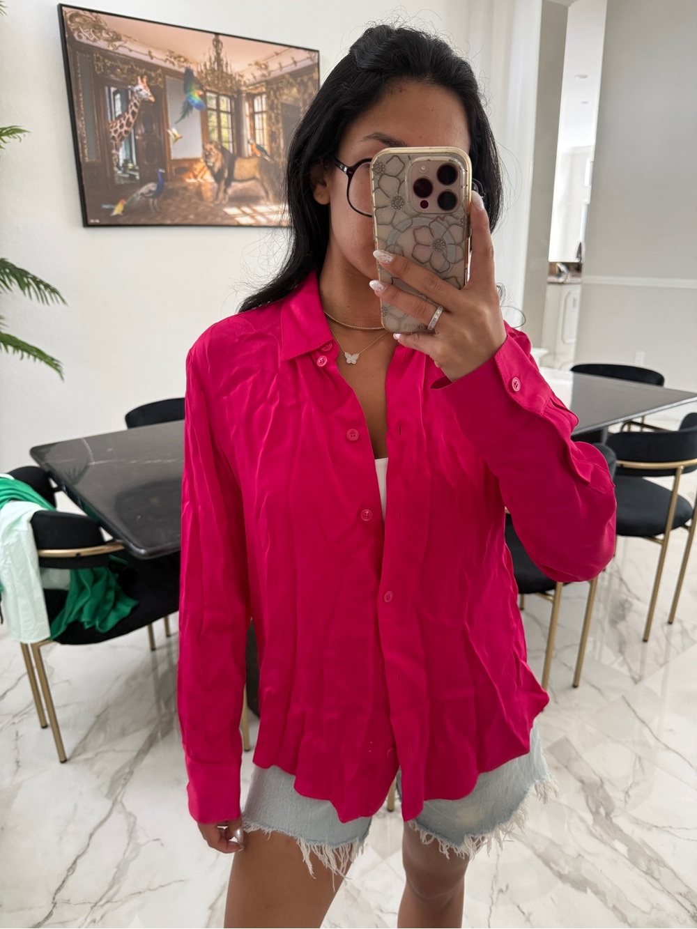 Zara Bright Pink Button-Down Shirt